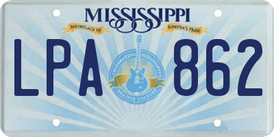 MS license plate LPA862