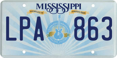 MS license plate LPA863