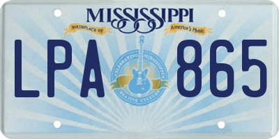 MS license plate LPA865