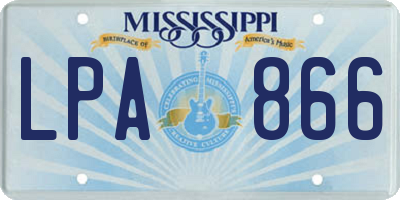 MS license plate LPA866
