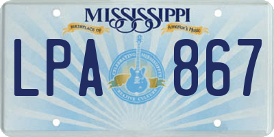 MS license plate LPA867