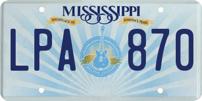 MS license plate LPA870