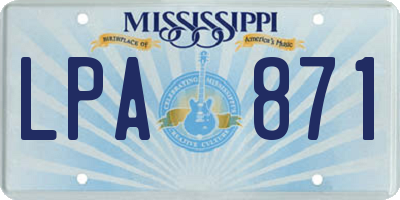 MS license plate LPA871