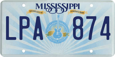 MS license plate LPA874