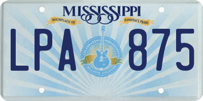 MS license plate LPA875
