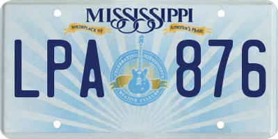 MS license plate LPA876