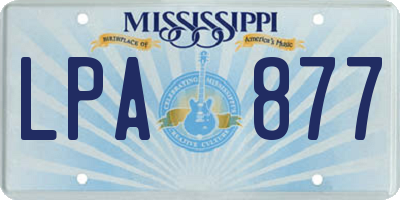 MS license plate LPA877