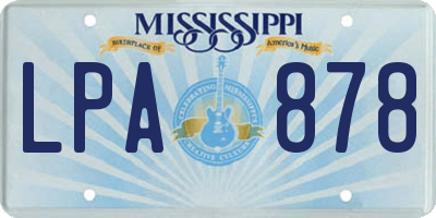 MS license plate LPA878