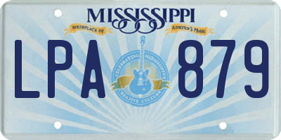 MS license plate LPA879