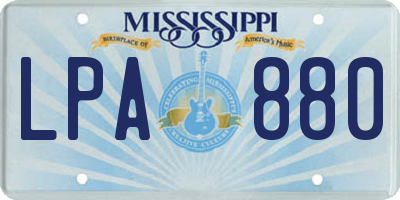 MS license plate LPA880