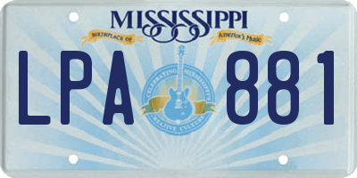 MS license plate LPA881