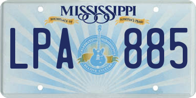MS license plate LPA885