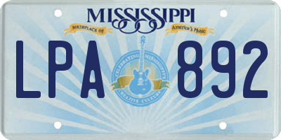 MS license plate LPA892