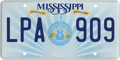 MS license plate LPA909