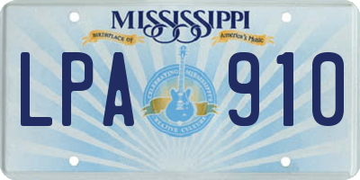 MS license plate LPA910