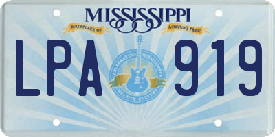 MS license plate LPA919