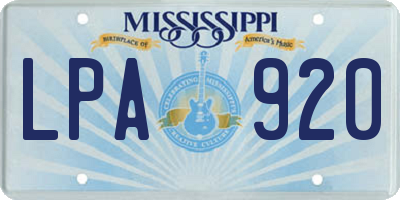 MS license plate LPA920