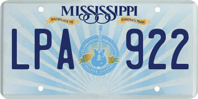 MS license plate LPA922