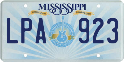 MS license plate LPA923