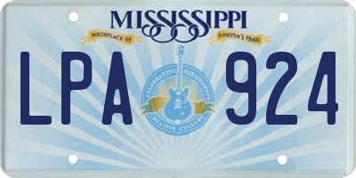 MS license plate LPA924