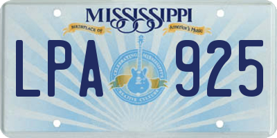 MS license plate LPA925