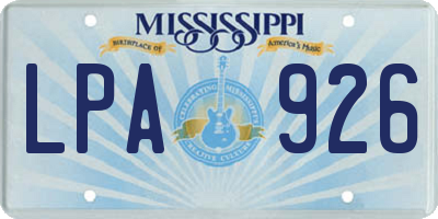 MS license plate LPA926