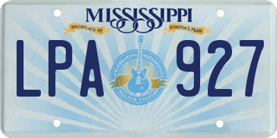 MS license plate LPA927