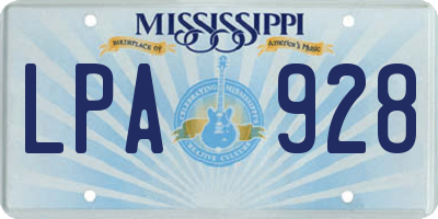 MS license plate LPA928