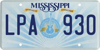 MS license plate LPA930