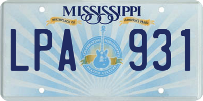 MS license plate LPA931