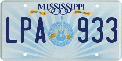 MS license plate LPA933
