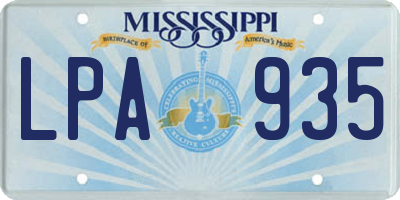 MS license plate LPA935