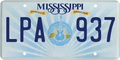 MS license plate LPA937