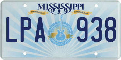 MS license plate LPA938