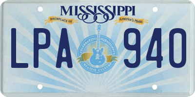MS license plate LPA940