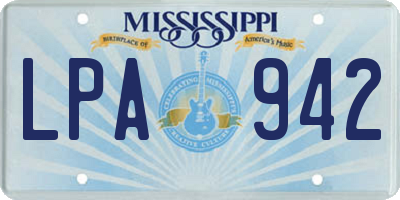 MS license plate LPA942