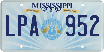 MS license plate LPA952