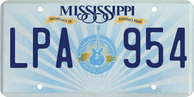 MS license plate LPA954
