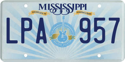 MS license plate LPA957