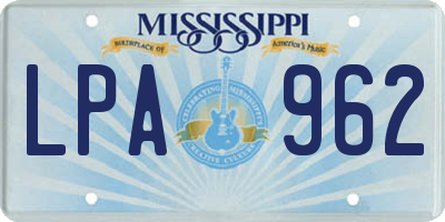 MS license plate LPA962