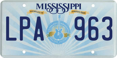 MS license plate LPA963
