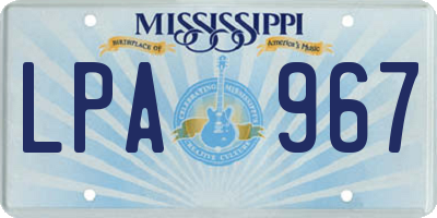 MS license plate LPA967
