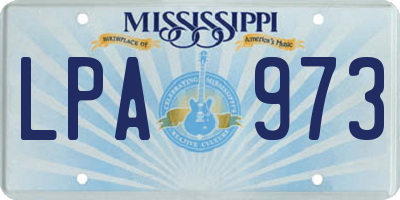 MS license plate LPA973