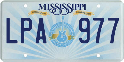 MS license plate LPA977