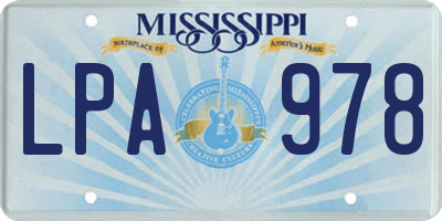 MS license plate LPA978