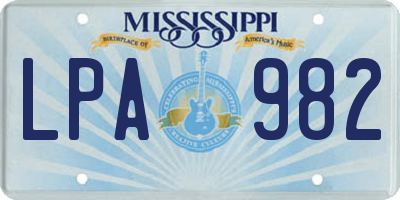 MS license plate LPA982