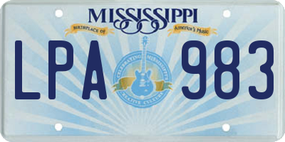 MS license plate LPA983