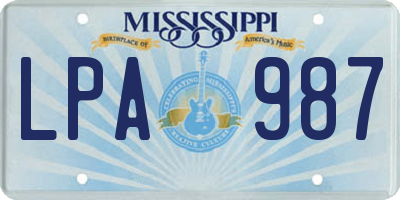 MS license plate LPA987