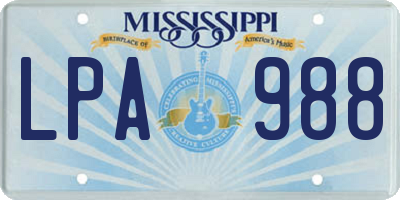 MS license plate LPA988