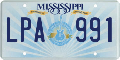 MS license plate LPA991